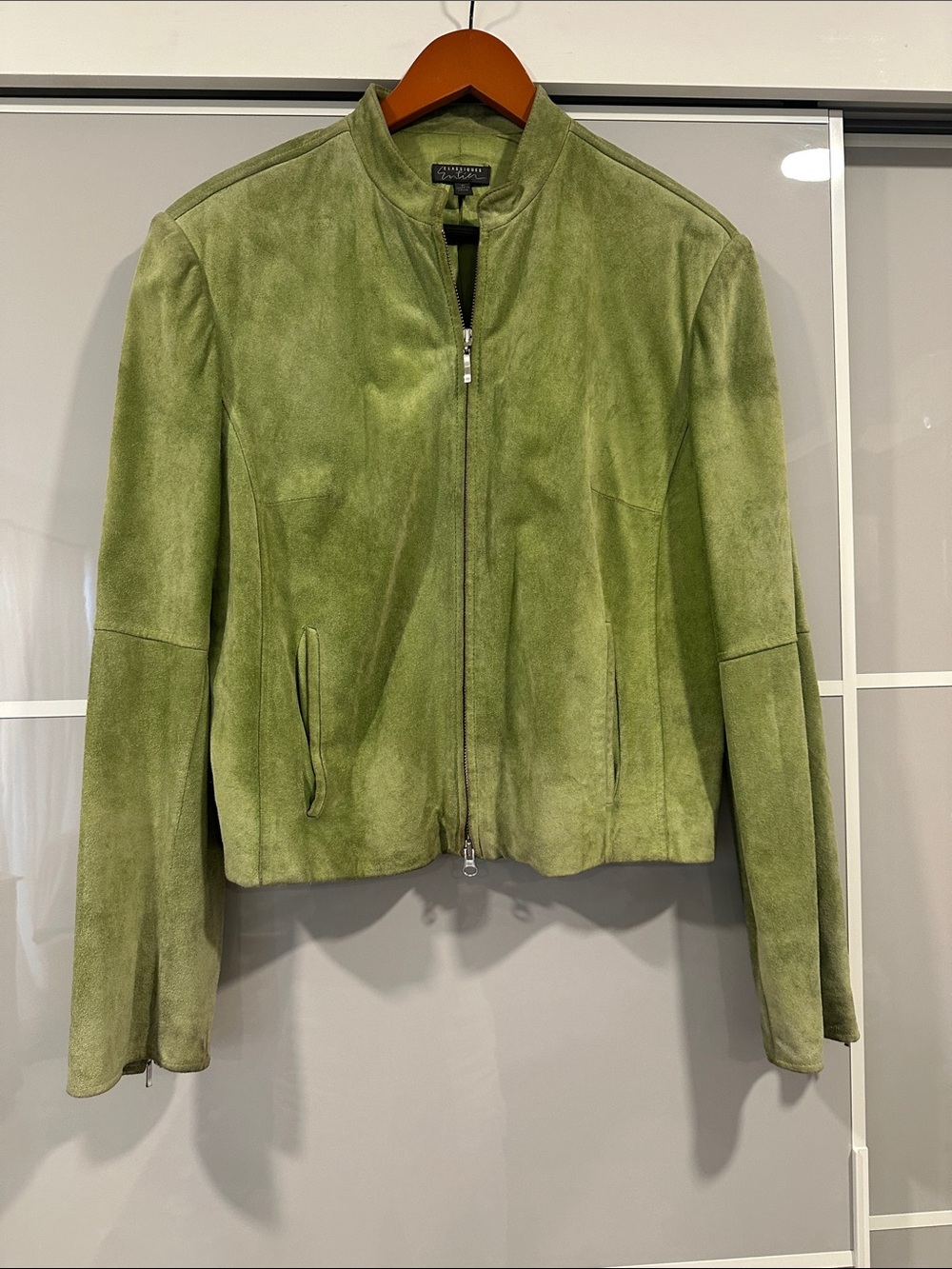 Classiques Entier Green Suede Zip Front Jacket